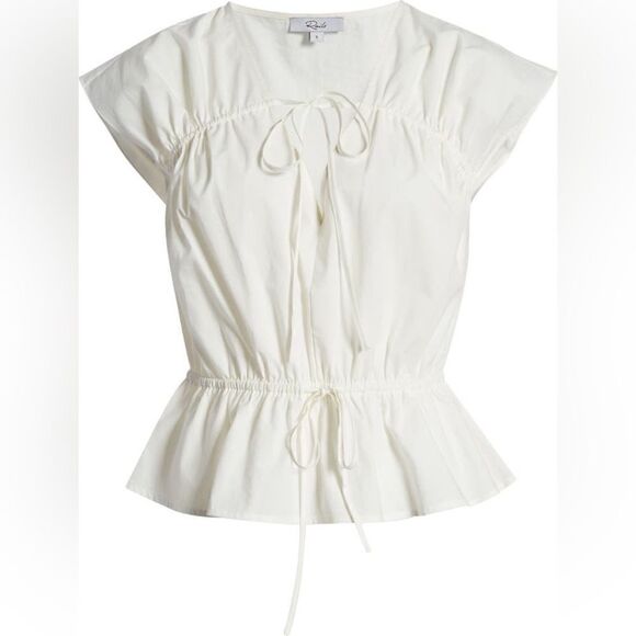 Rails NWT Savi Cotton Blend Peplum Blouse White Size L - Picture 15 of 16